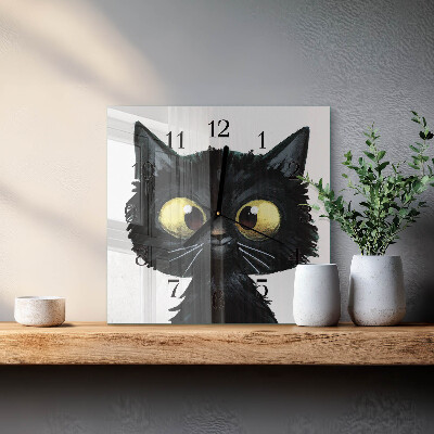 Quadratische wanduhr Schwarze Katze