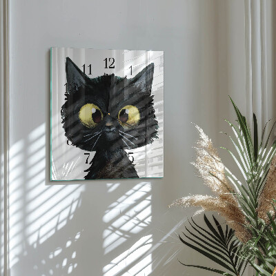 Quadratische wanduhr Schwarze Katze