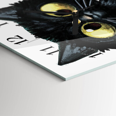 Quadratische wanduhr Schwarze Katze