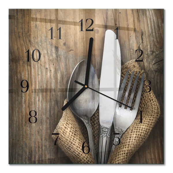 Quadratische wanduhr modern Besteck