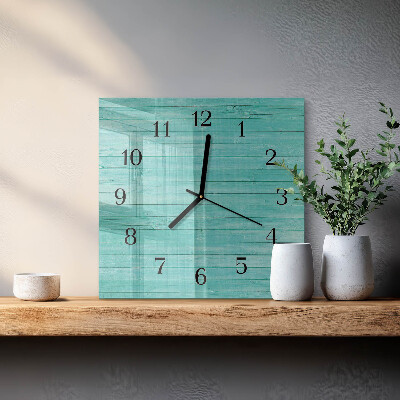 Quadratische wanduhr Grüne Bretter