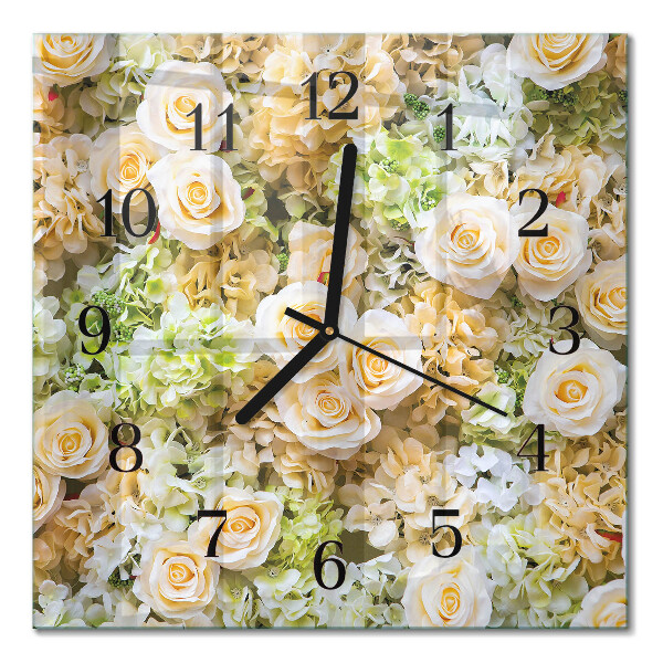 Wanduhr mit motiv quadratisch Elegante Blumen