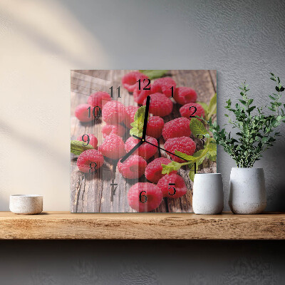 Quadratische wanduhr modern Himbeeren
