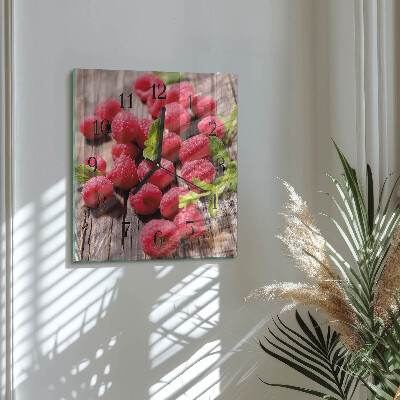 Quadratische wanduhr modern Himbeeren