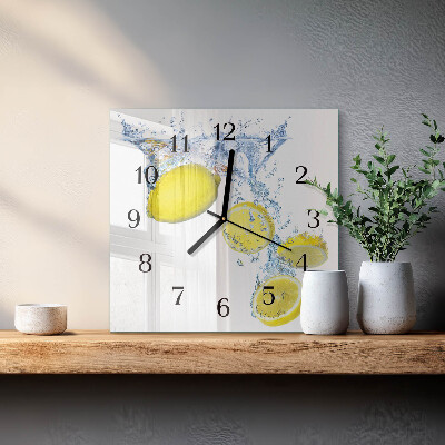 Moderne wanduhr quadratisch Zitronen