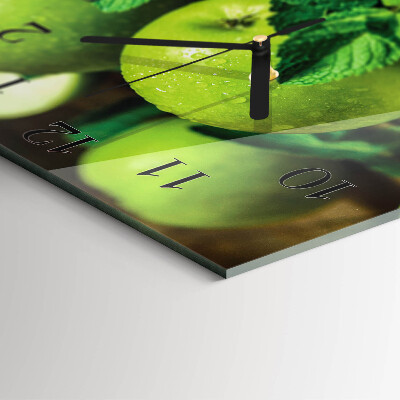 Quadratische wanduhr modern Grüne Äpfel