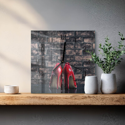 Wanduhr mit motiv quadratisch Rote High Heels