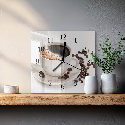 Quadratische wanduhr Eine Tasse Kaffee