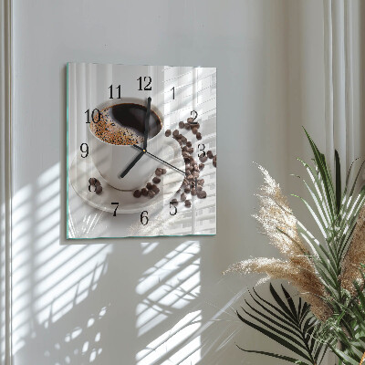 Quadratische wanduhr Eine Tasse Kaffee