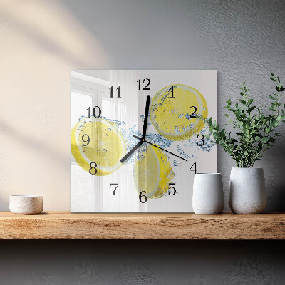 Moderne wanduhr quadratisch Zitronen