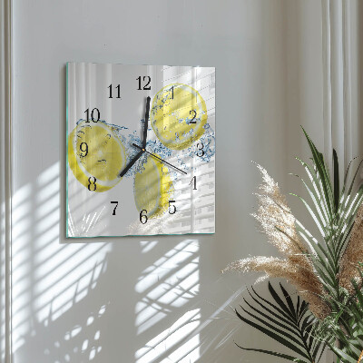 Moderne wanduhr quadratisch Zitronen