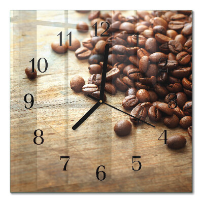 Quadratische wanduhr Kaffeebohnen