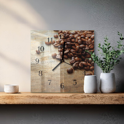 Quadratische wanduhr Kaffeebohnen