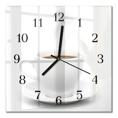 Quadratische wanduhr Eine Tasse Kaffee