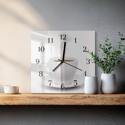 Quadratische wanduhr Eine Tasse Kaffee