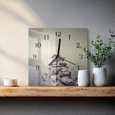 Quadratische wanduhr Flussufer