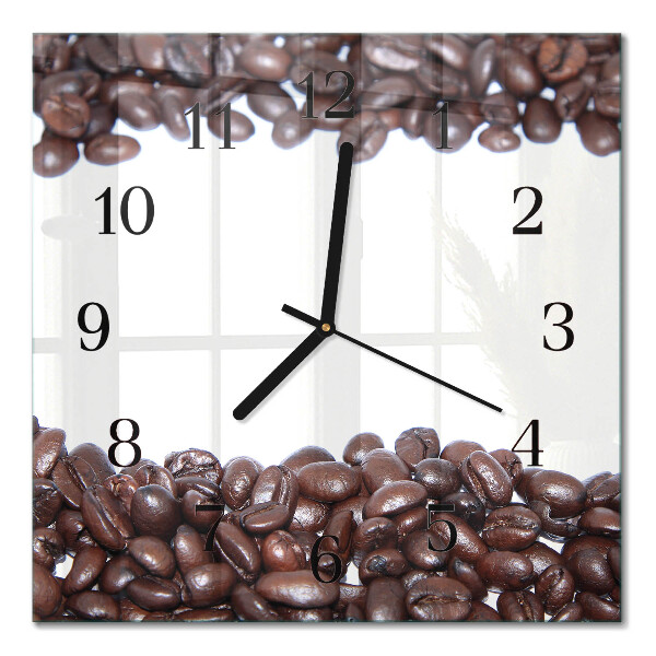 Glasuhr quadratisch Kaffeebohnen