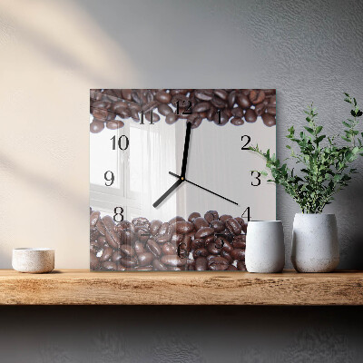 Glasuhr quadratisch Kaffeebohnen