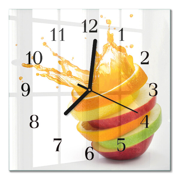 Quadratische wanduhr modern Obst