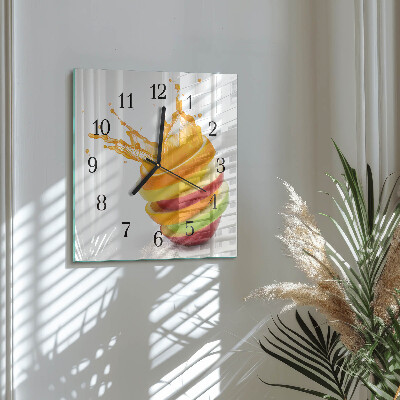Quadratische wanduhr modern Obst