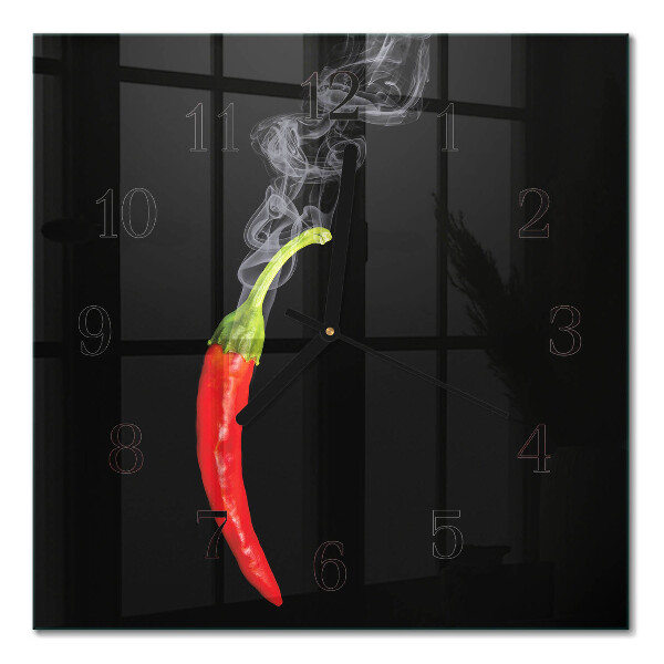 Moderne wanduhr quadratisch Chili-Pfeffer