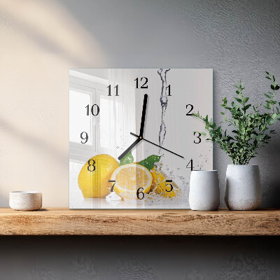 Wanduhr mit motiv quadratisch Zitronen