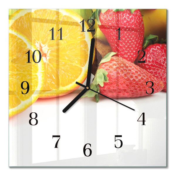 Quadratische wanduhr Obst