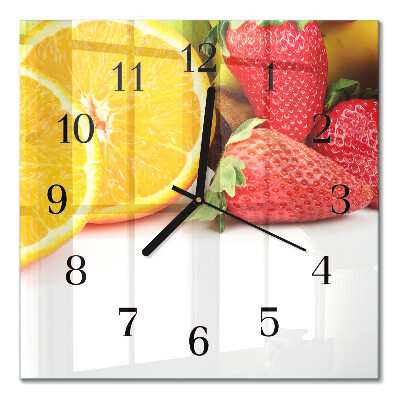 Quadratische wanduhr Obst