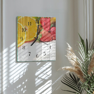 Quadratische wanduhr Obst