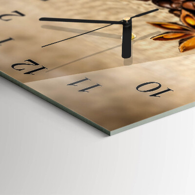 Quadratische wanduhr Kaffeebohnen