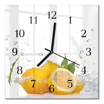 Moderne wanduhr quadratisch Zitronen