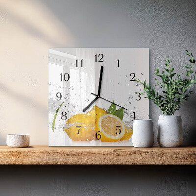 Moderne wanduhr quadratisch Zitronen