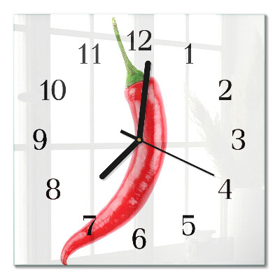 Glasuhr quadratisch Chili-Pfeffer