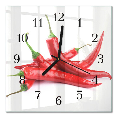 Moderne wanduhr quadratisch Chilischoten