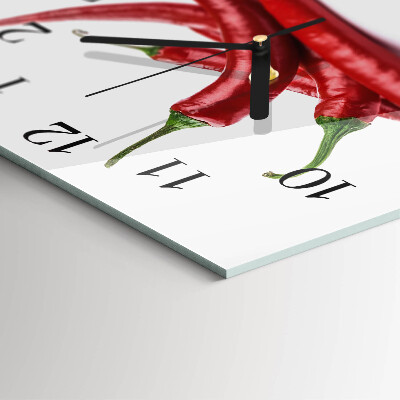 Moderne wanduhr quadratisch Chilischoten