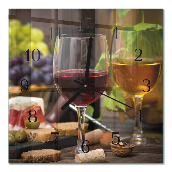 Wanduhr mit motiv quadratisch Ein Glas Wein