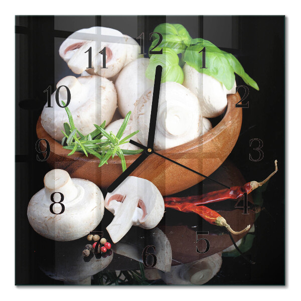 Quadratische wanduhr Pilze