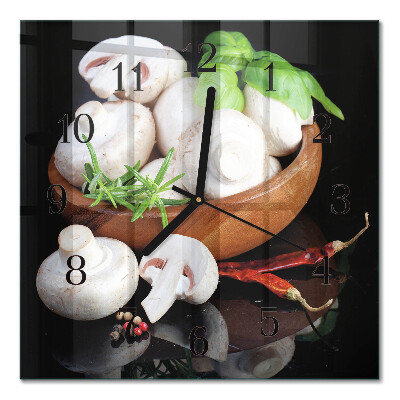 Quadratische wanduhr Pilze