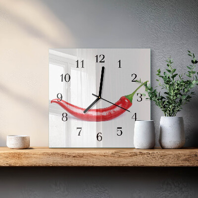 Wanduhr mit motiv quadratisch Chili-Pfeffer
