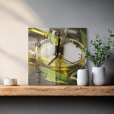 Quadratische wanduhr Olivenöl