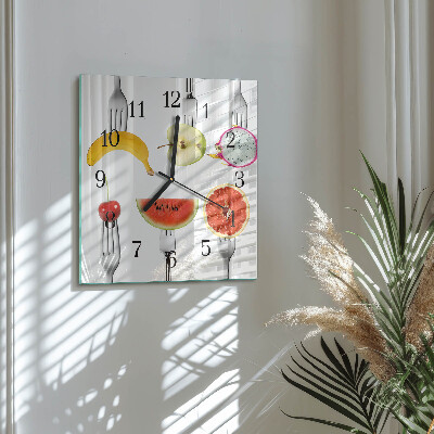 Quadratische wanduhr modern Obst