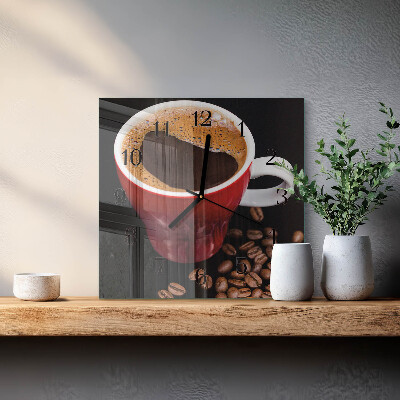 Glasuhr quadratisch Eine Tasse Kaffee