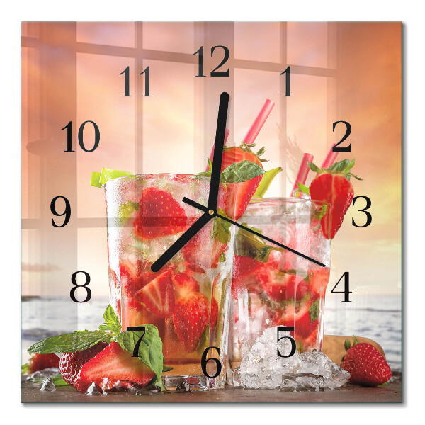 Quadratische wanduhr Erdbeeren