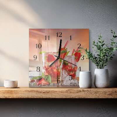 Quadratische wanduhr Erdbeeren
