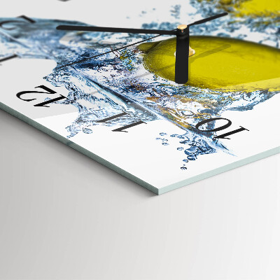 Quadratische wanduhr Zitronen in Wasser