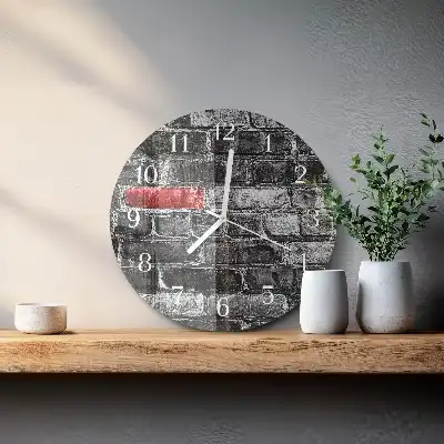 Glas wanduhr mit motiv rund Ziegel