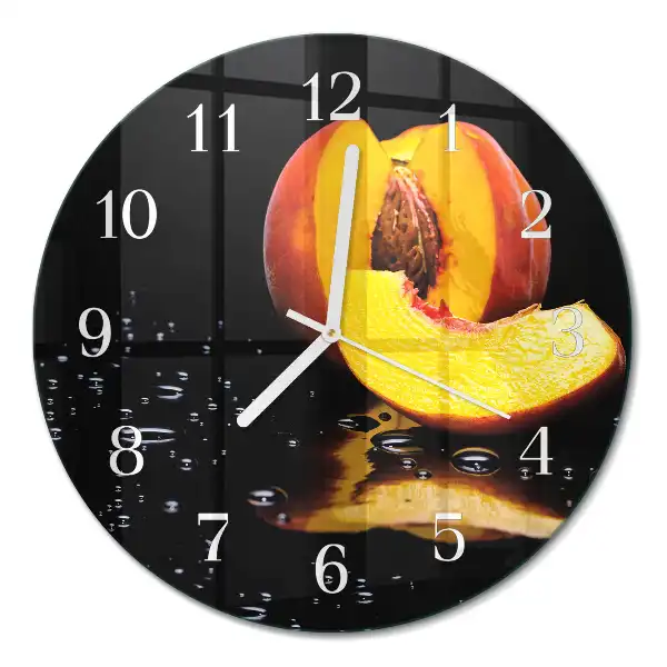 Runde wanduhr aus glas Pfirsich