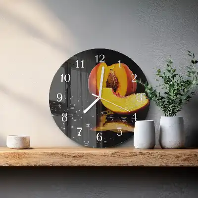 Runde wanduhr aus glas Pfirsich