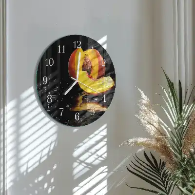 Runde wanduhr aus glas Pfirsich