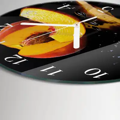Runde wanduhr aus glas Pfirsich